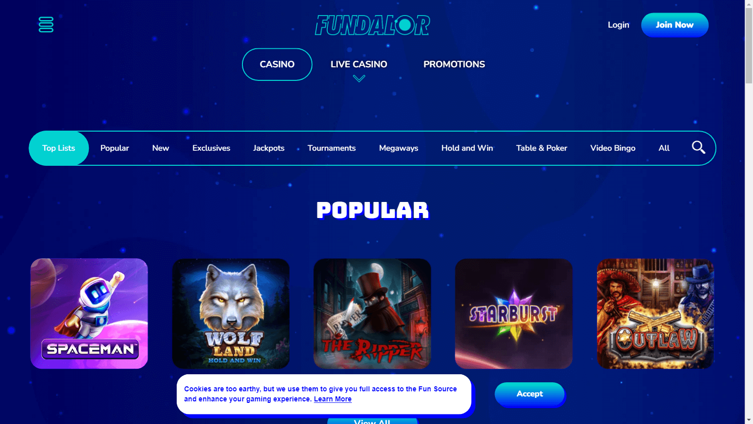 fundalor_casino_homepage_desktop