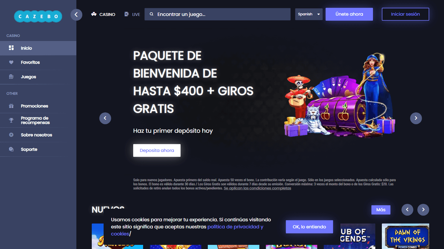 cazebo_casino_homepage_desktop