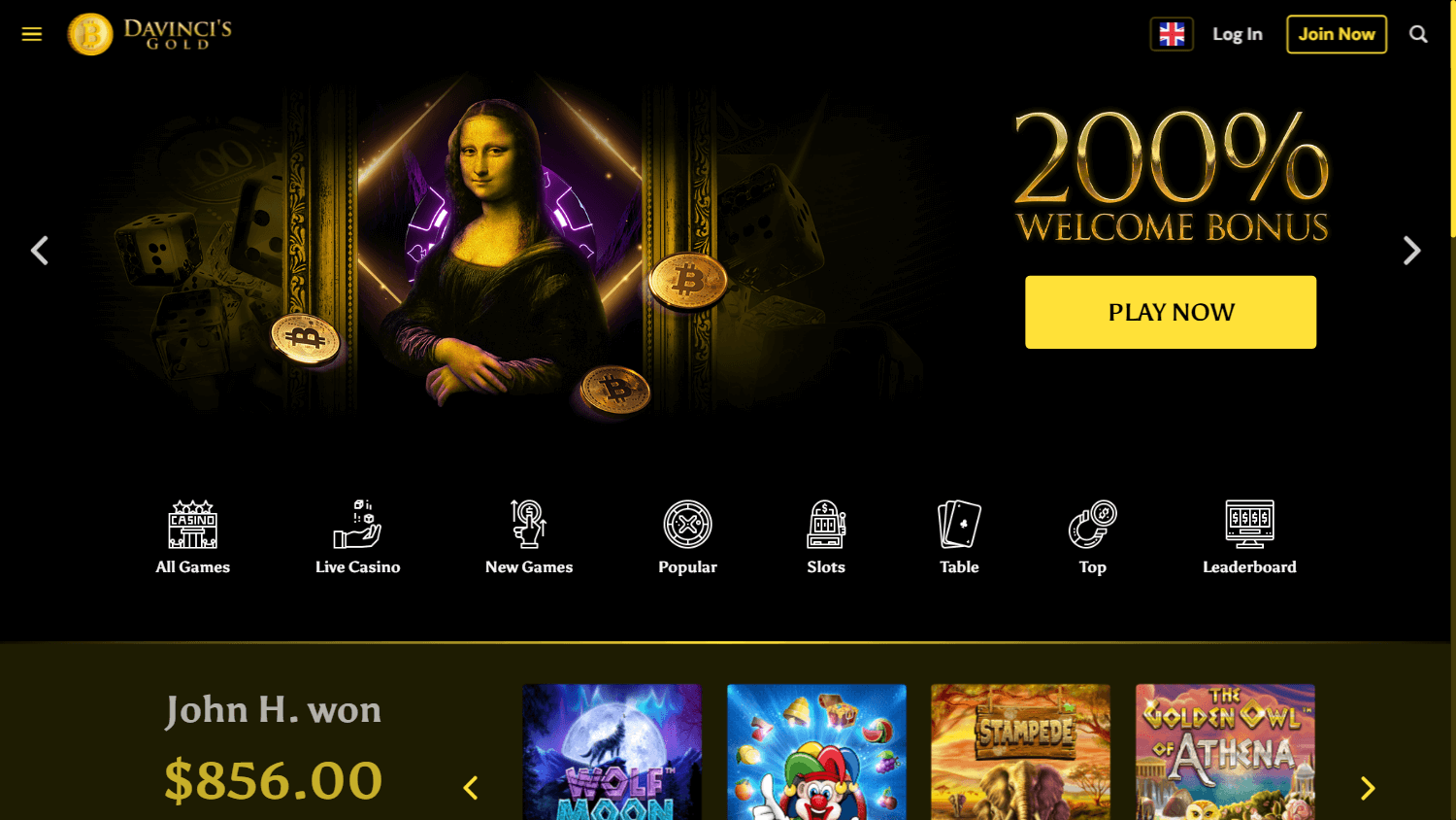 davincis_gold_casino_homepage_desktop
