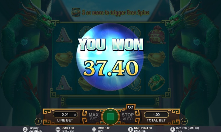 Fortune Dragon - Free spins total win