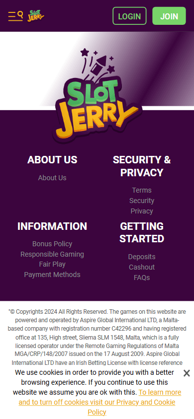 slotjerry_casino_homepage_mobile