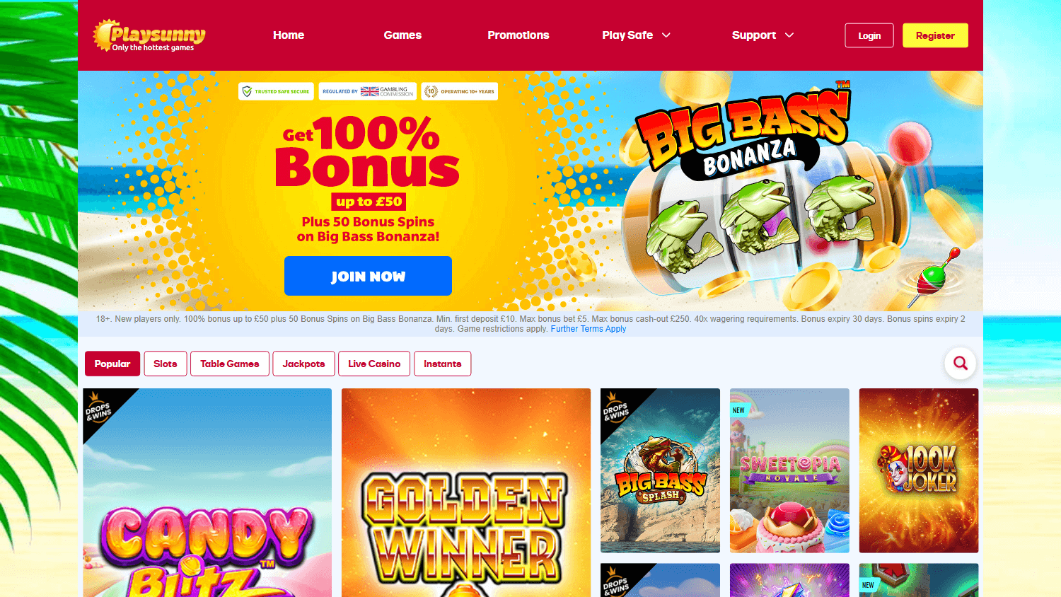 playsunny_casino_uk_homepage_desktop