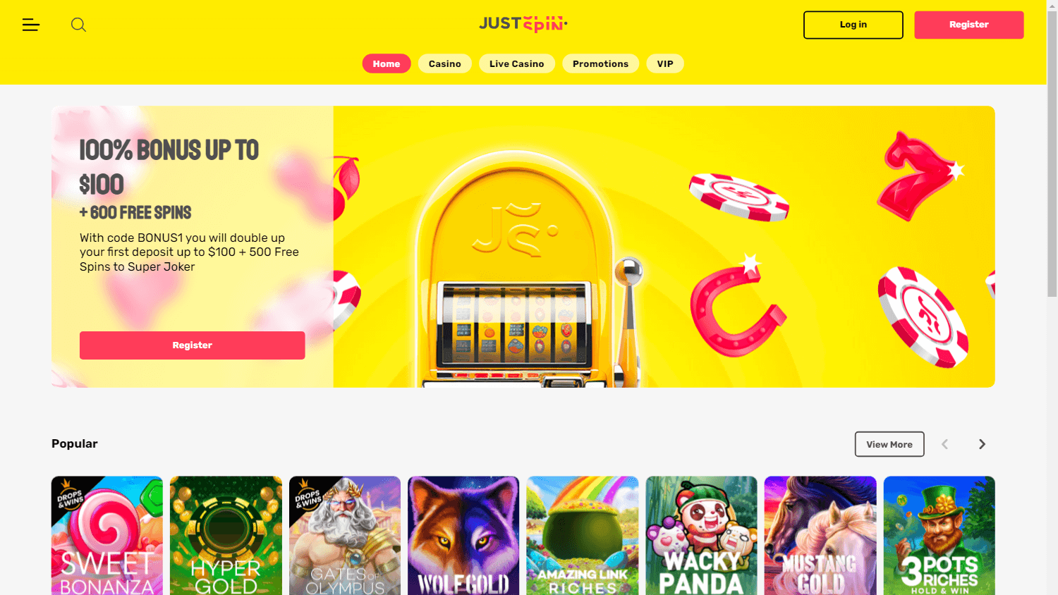 justspin_casino_homepage_desktop