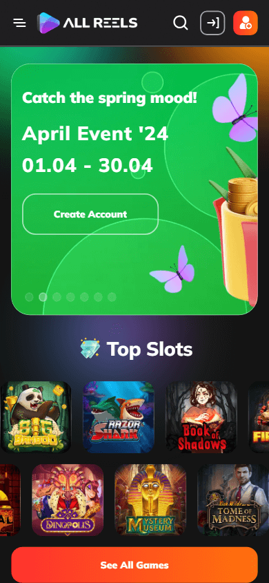 allreels_casino_homepage_mobile