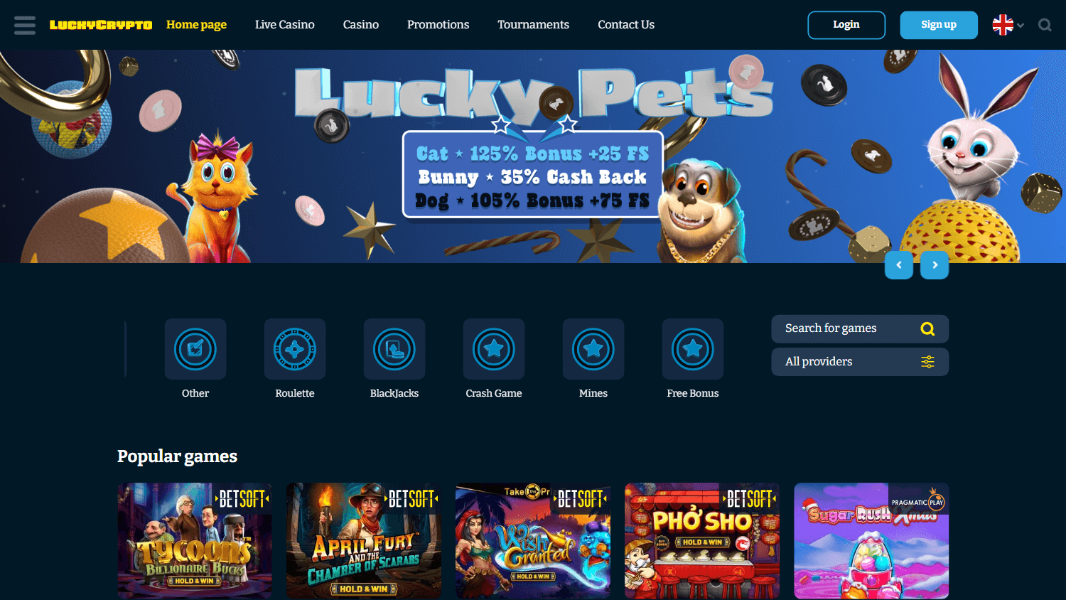 lucky_crypto_casino_homepage_desktop