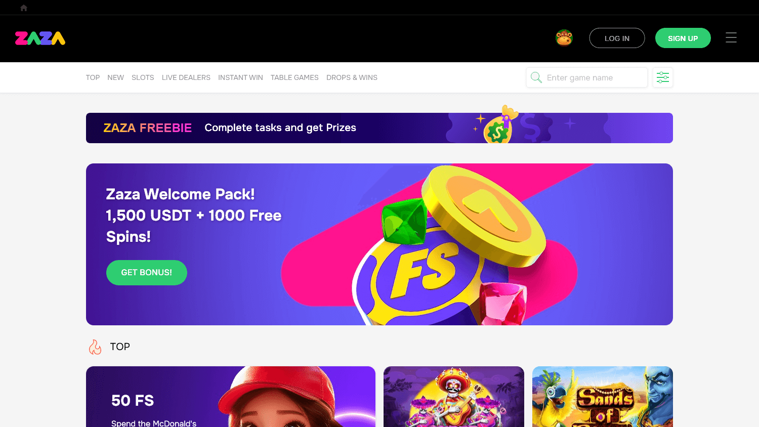 zaza_casino_homepage_desktop