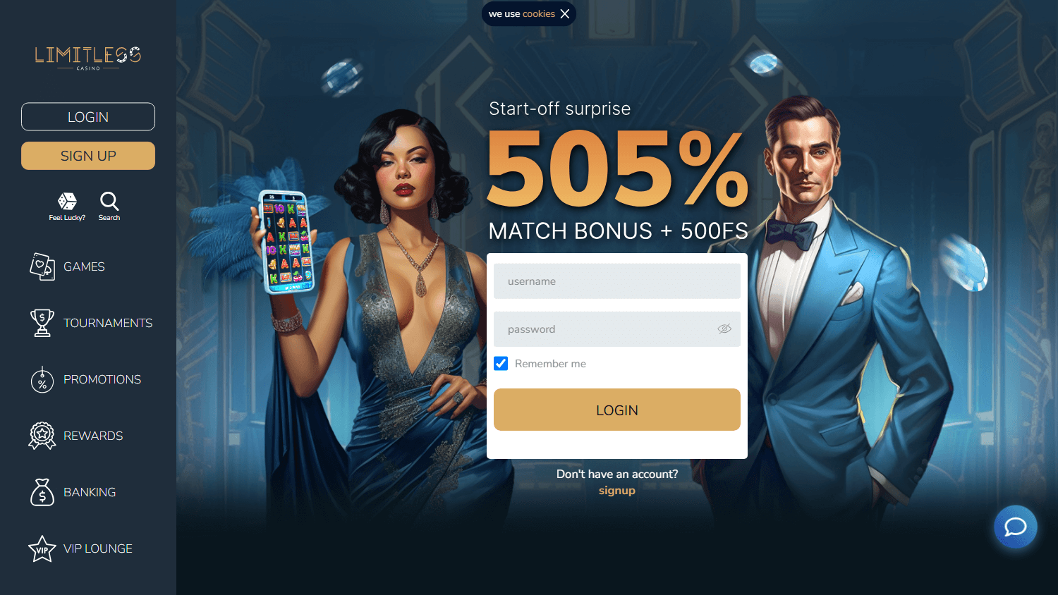 limitless_casino_homepage_desktop