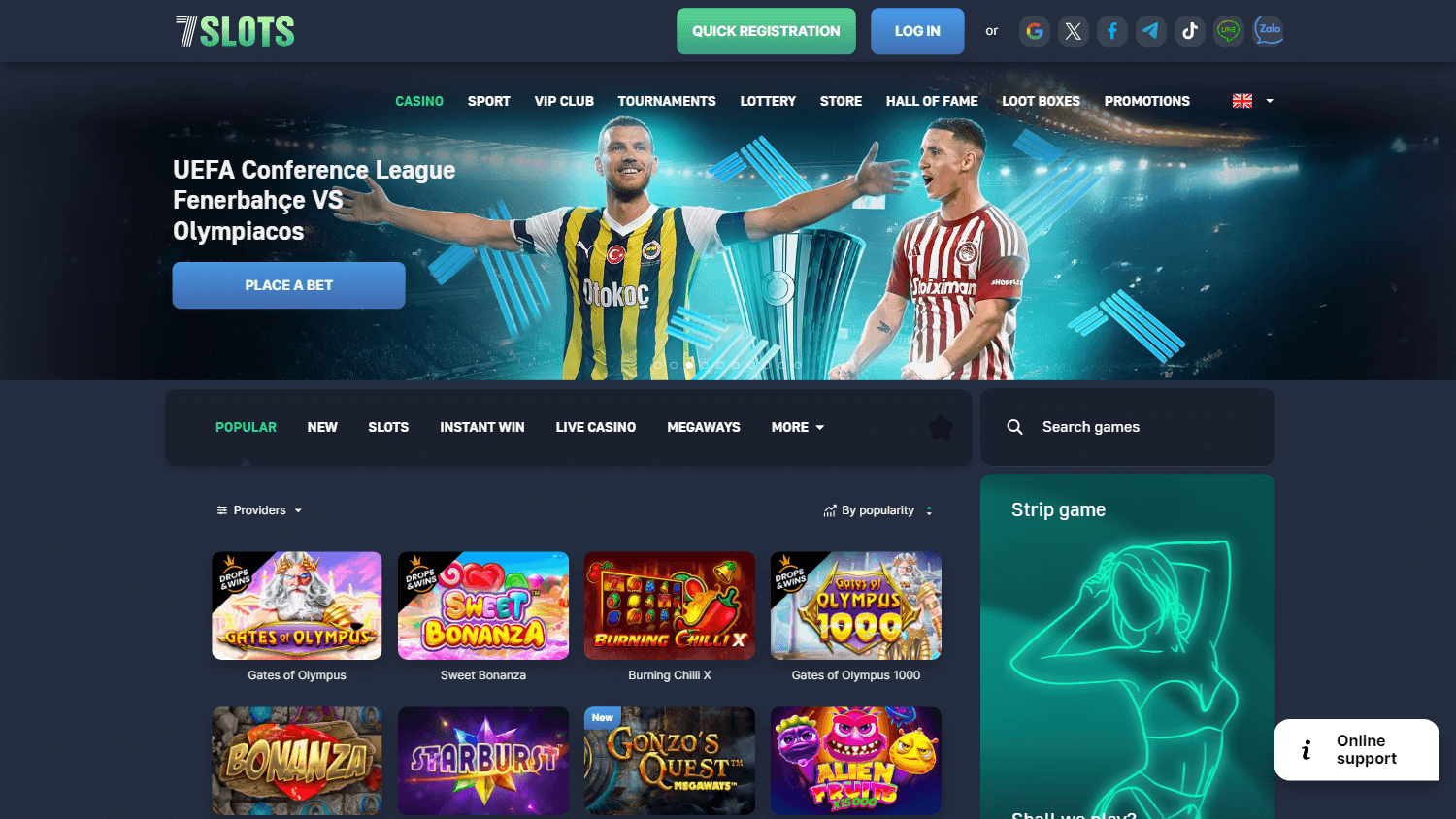 7slots_casino_homepage_desktop