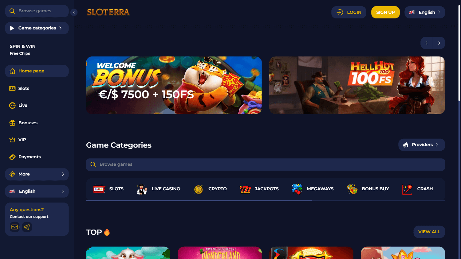 sloterra_casino_homepage_desktop