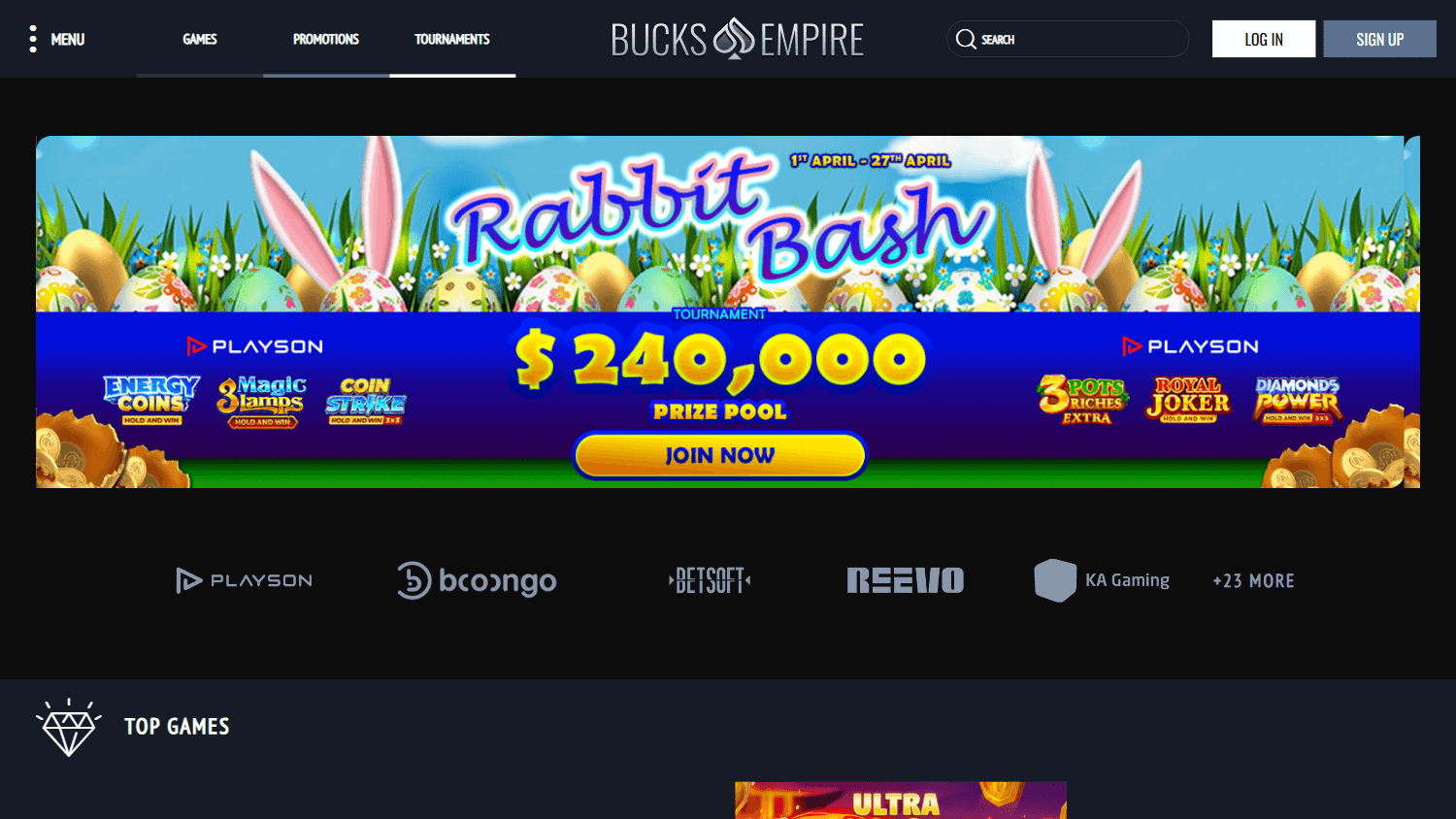 bucks_empire_casino_homepage_desktop