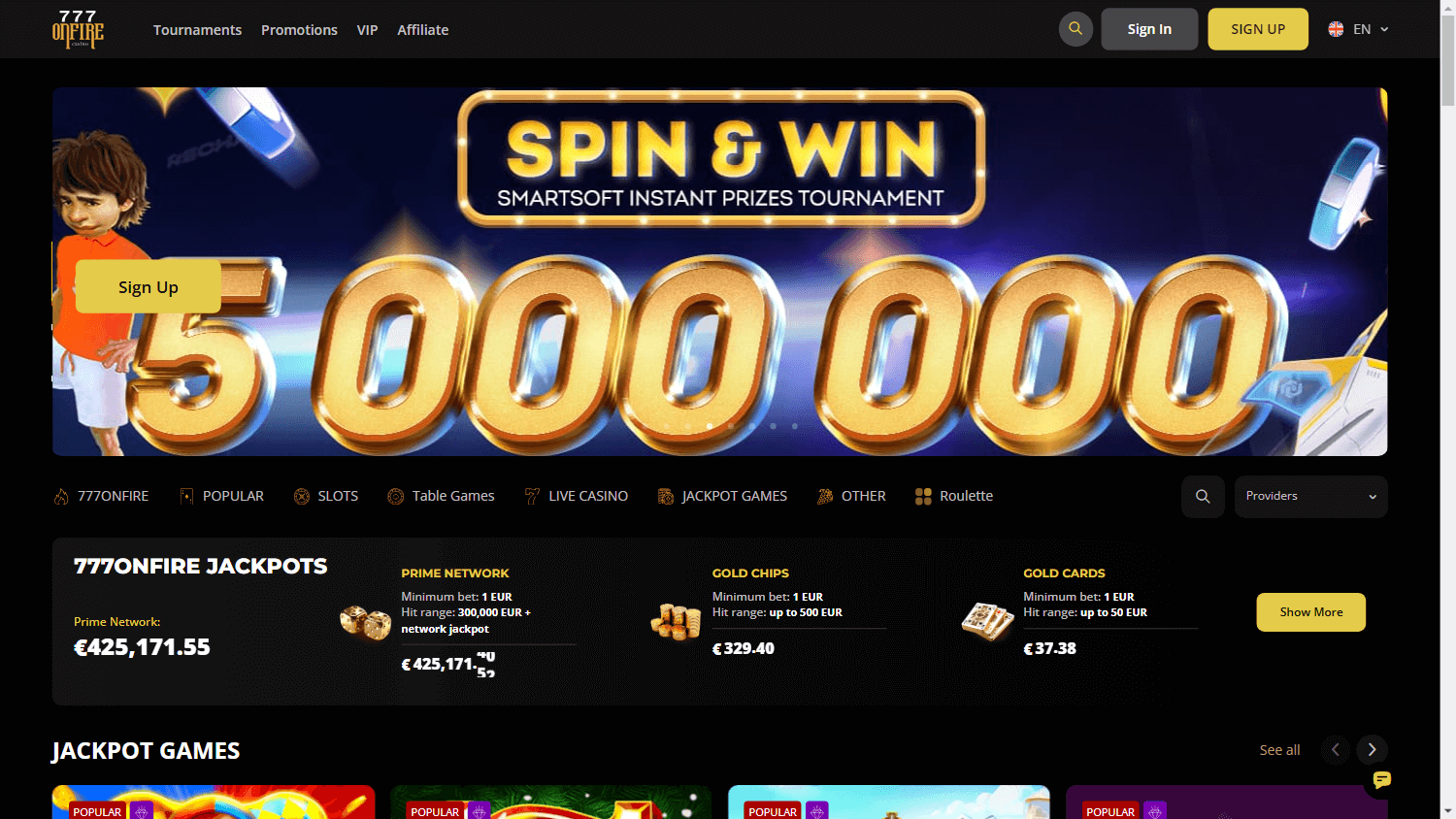 777onfire_casino_homepage_desktop