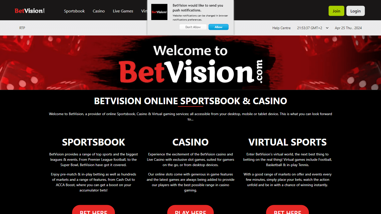 betvision_casino_homepage_desktop
