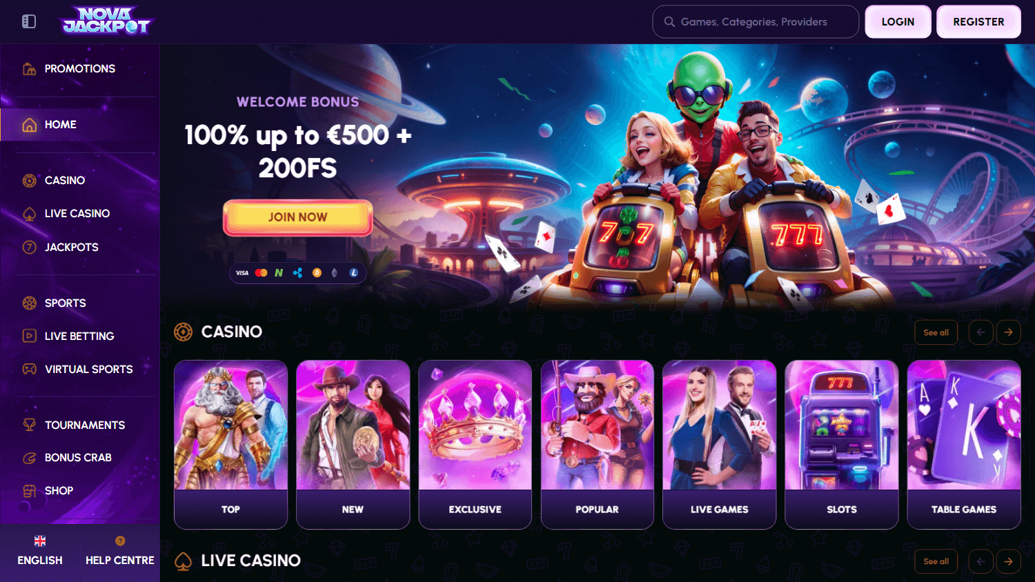 novajackpot_casino_homepage_desktop