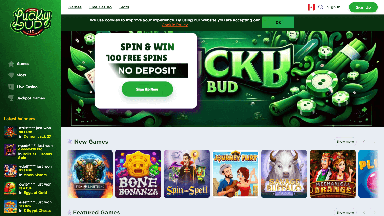 luckybud_casino_homepage_desktop