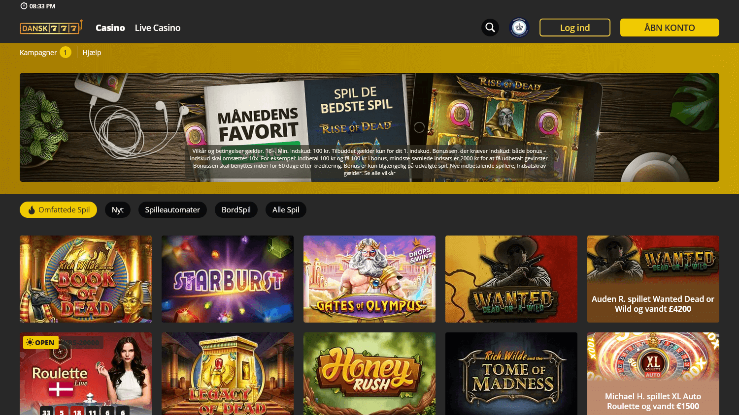 dansk777_casino_homepage_desktop