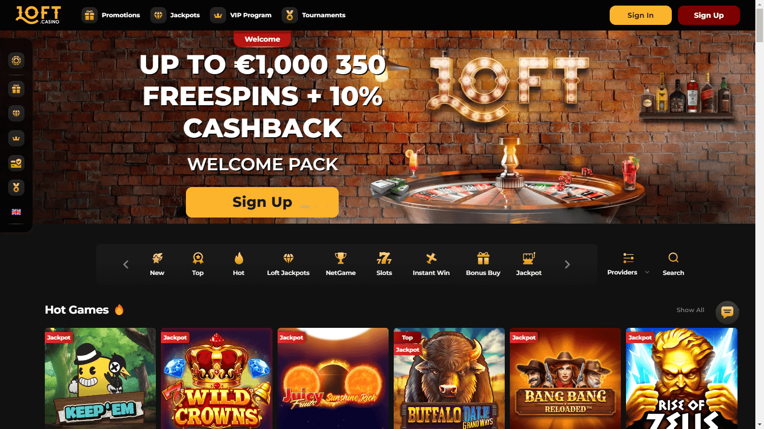 loft_casino_homepage_desktop