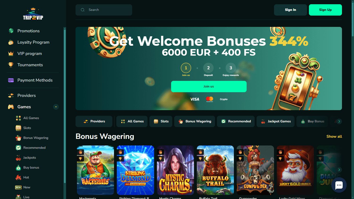 trip2vip_casino_homepage_desktop