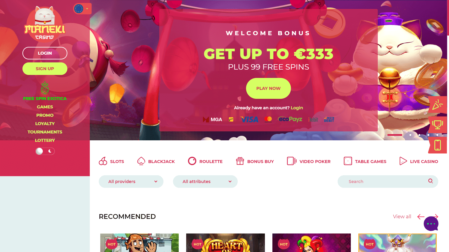 maneki_casino_homepage_desktop