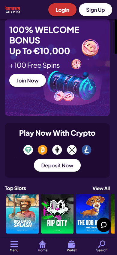 reel_crypto_casino_homepage_mobile