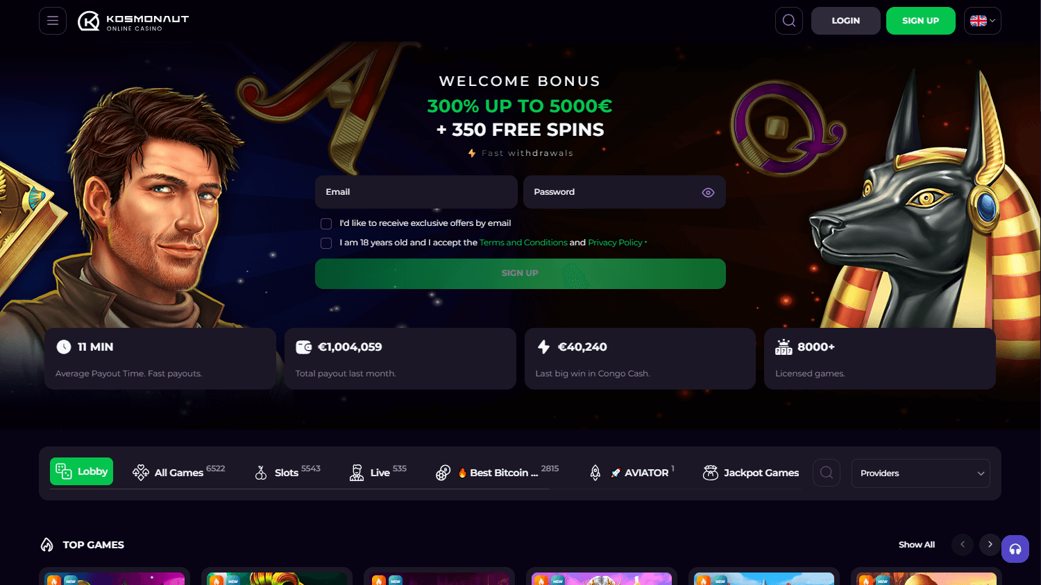 kosmonaut_casino_homepage_desktop