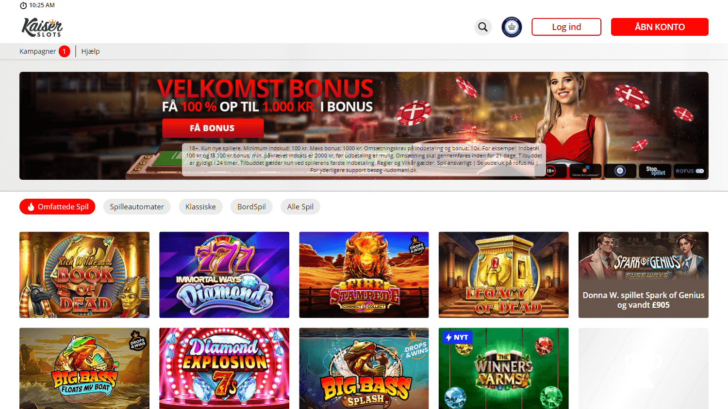 kaiser_slots_casino_dk_homepage_desktop