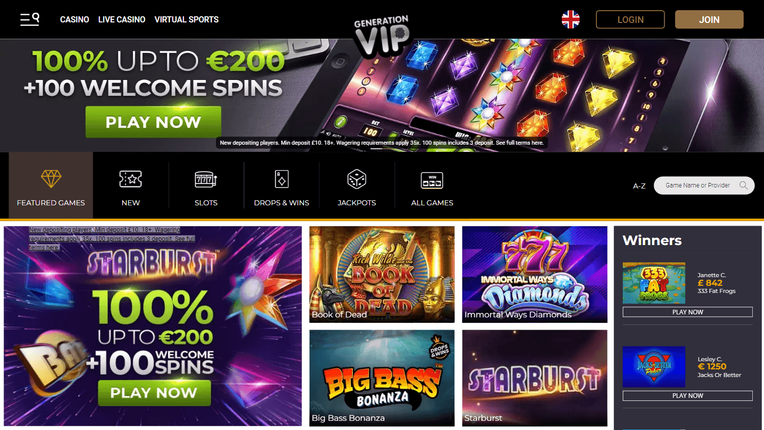 generation_vip_casino_homepage_desktop