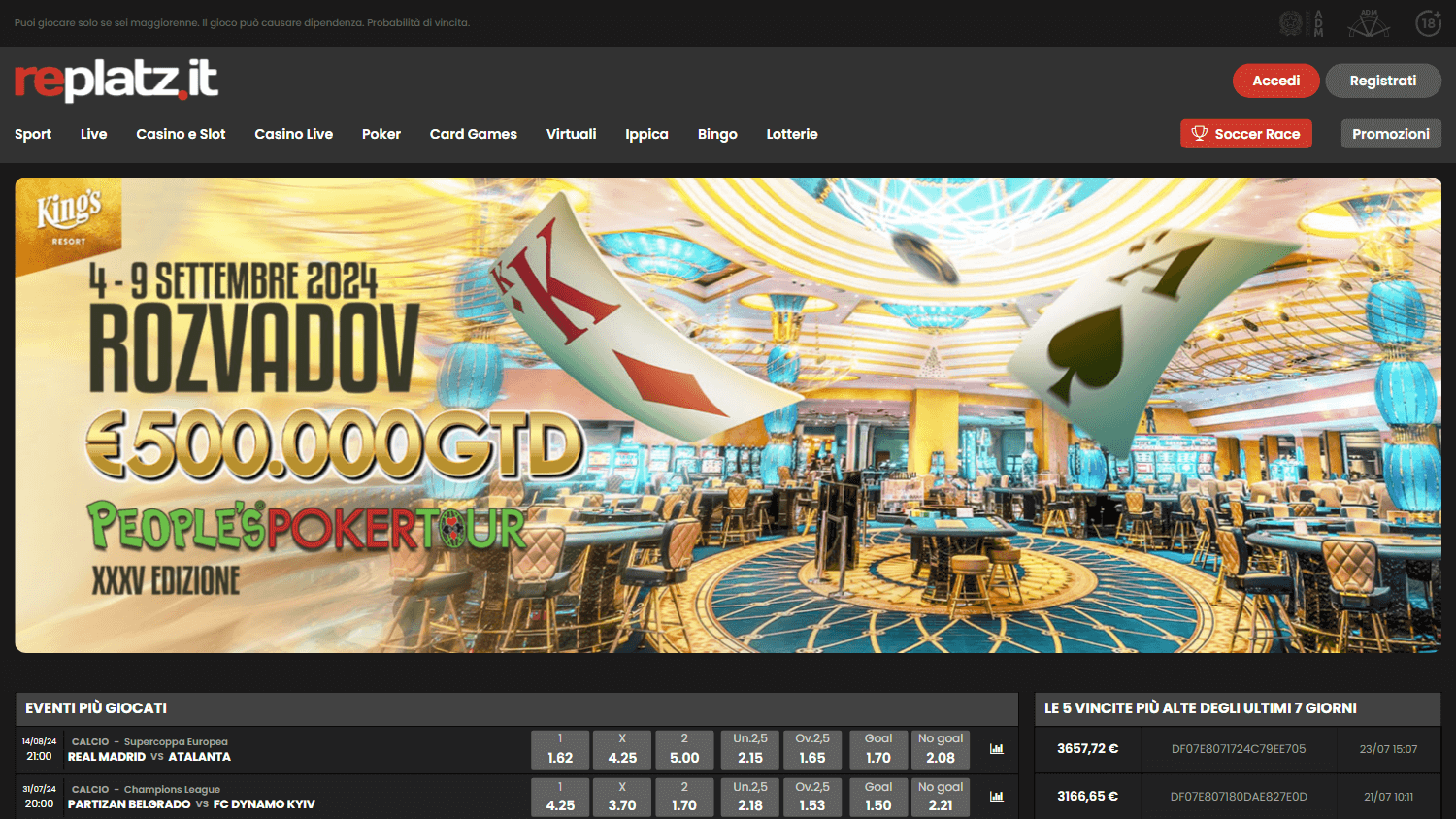 replatz_casino_homepage_desktop