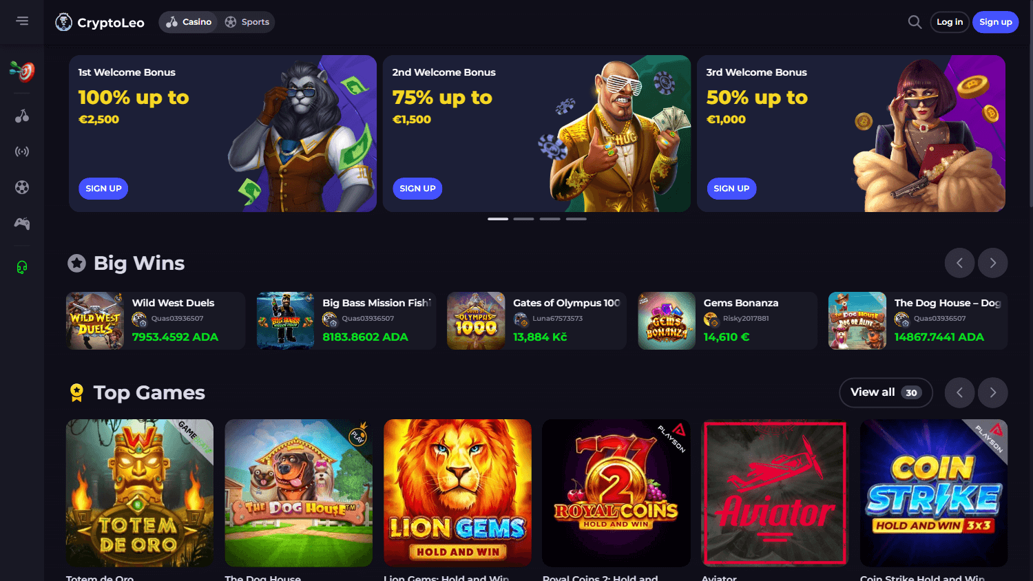 cryptoleo_casino_homepage_desktop