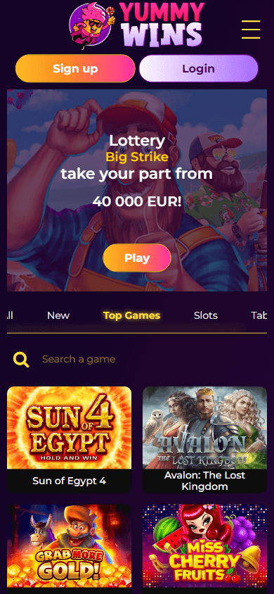 yummy_wins_casino_homepage_mobile