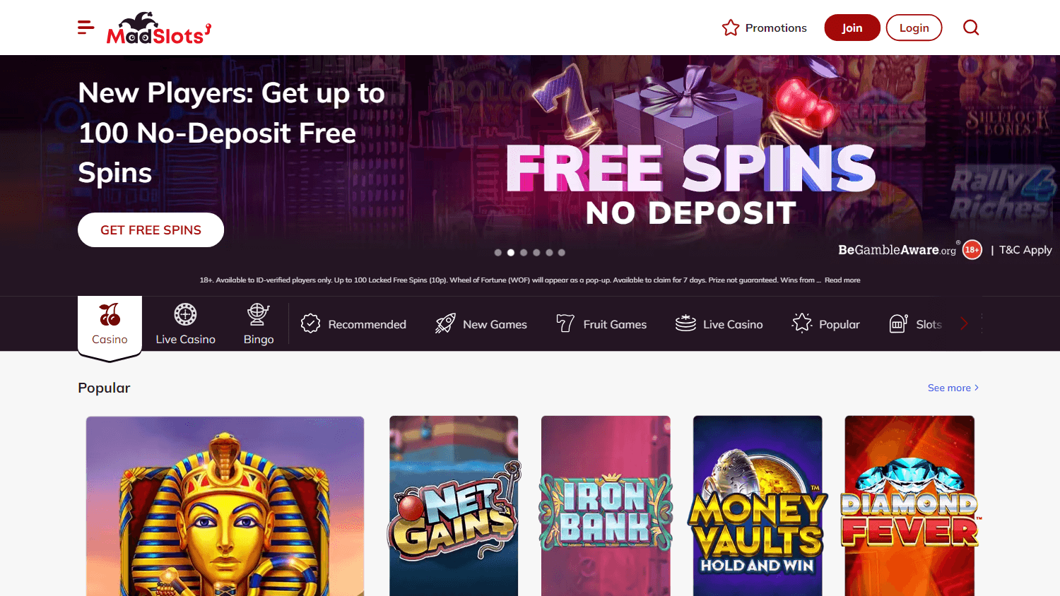 madslots_casino_homepage_desktop