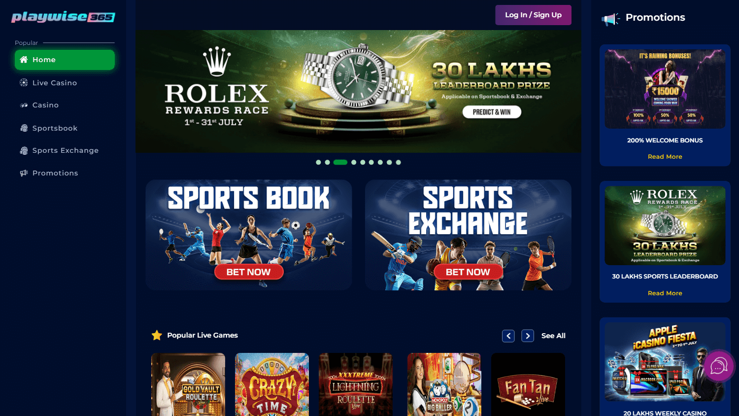 playwise365_casino_homepage_desktop