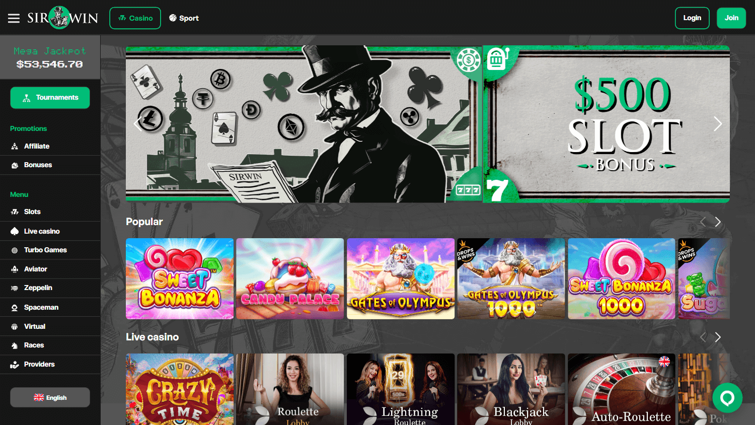 sirwin_casino_homepage_desktop