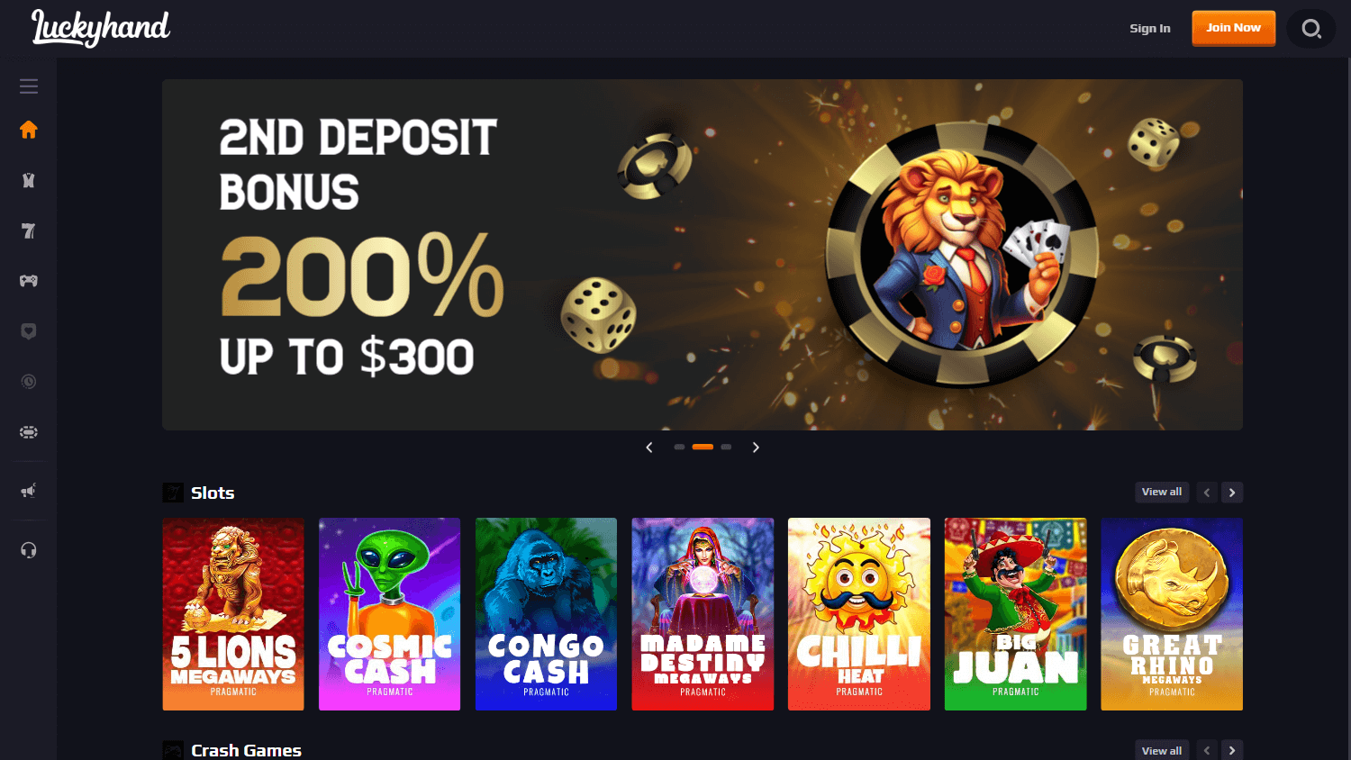 luckyhand_casino_homepage_desktop