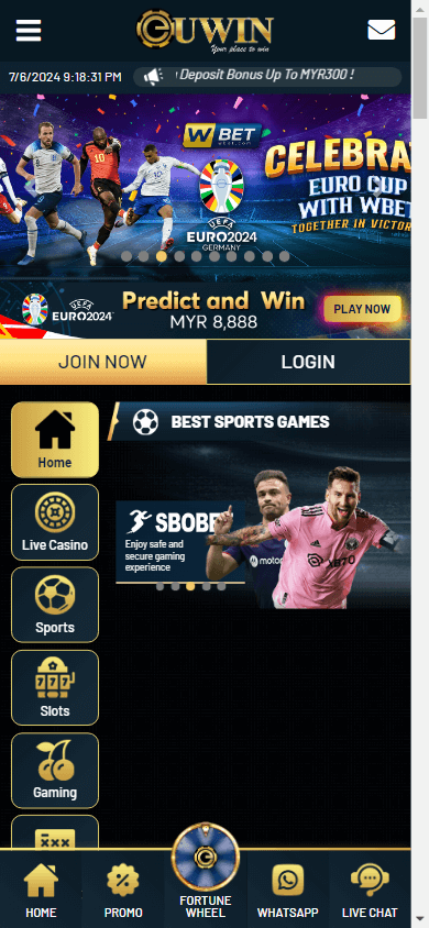 euwin_casino_homepage_mobile