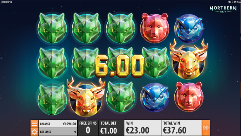 Northern Sky bonus game win