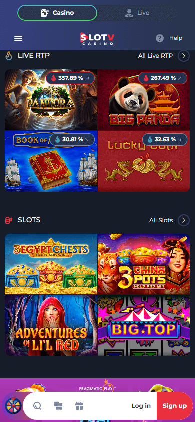 slotv_casino_homepage_mobile