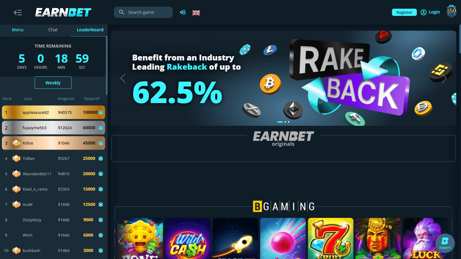 earnbet_casino_homepage_desktop