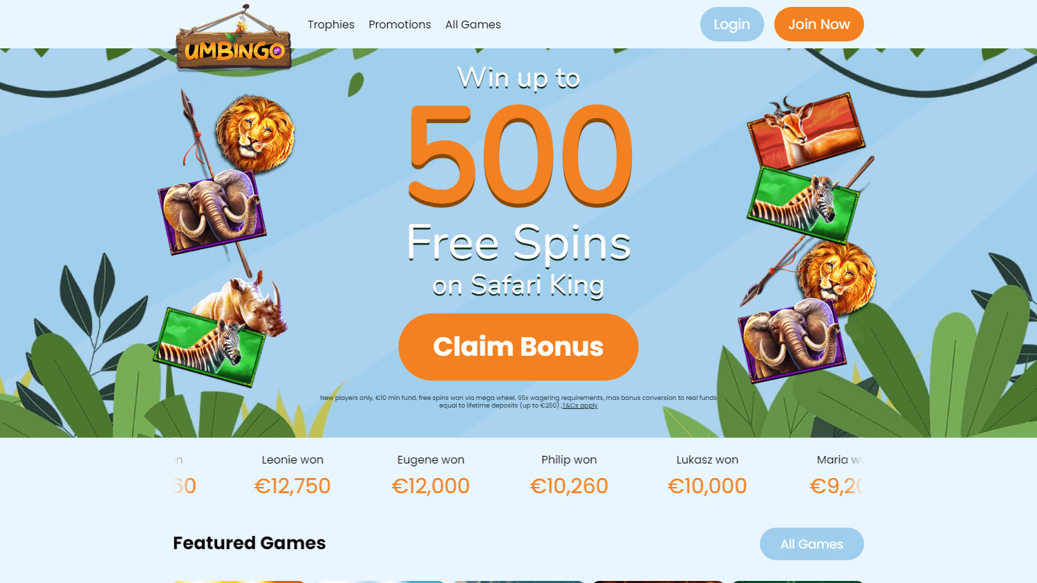 umbingo_casino_homepage_desktop