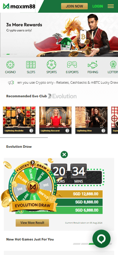 maxim88_casino_sg_homepage_mobile
