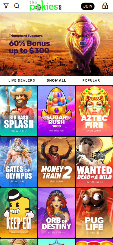 the_pokies_casino_homepage_mobile