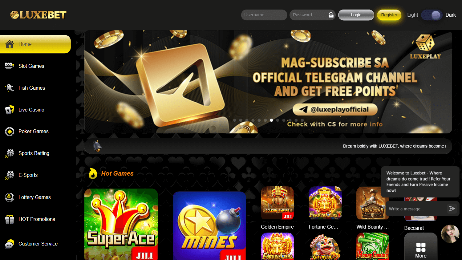 luxebet_casino_homepage_desktop