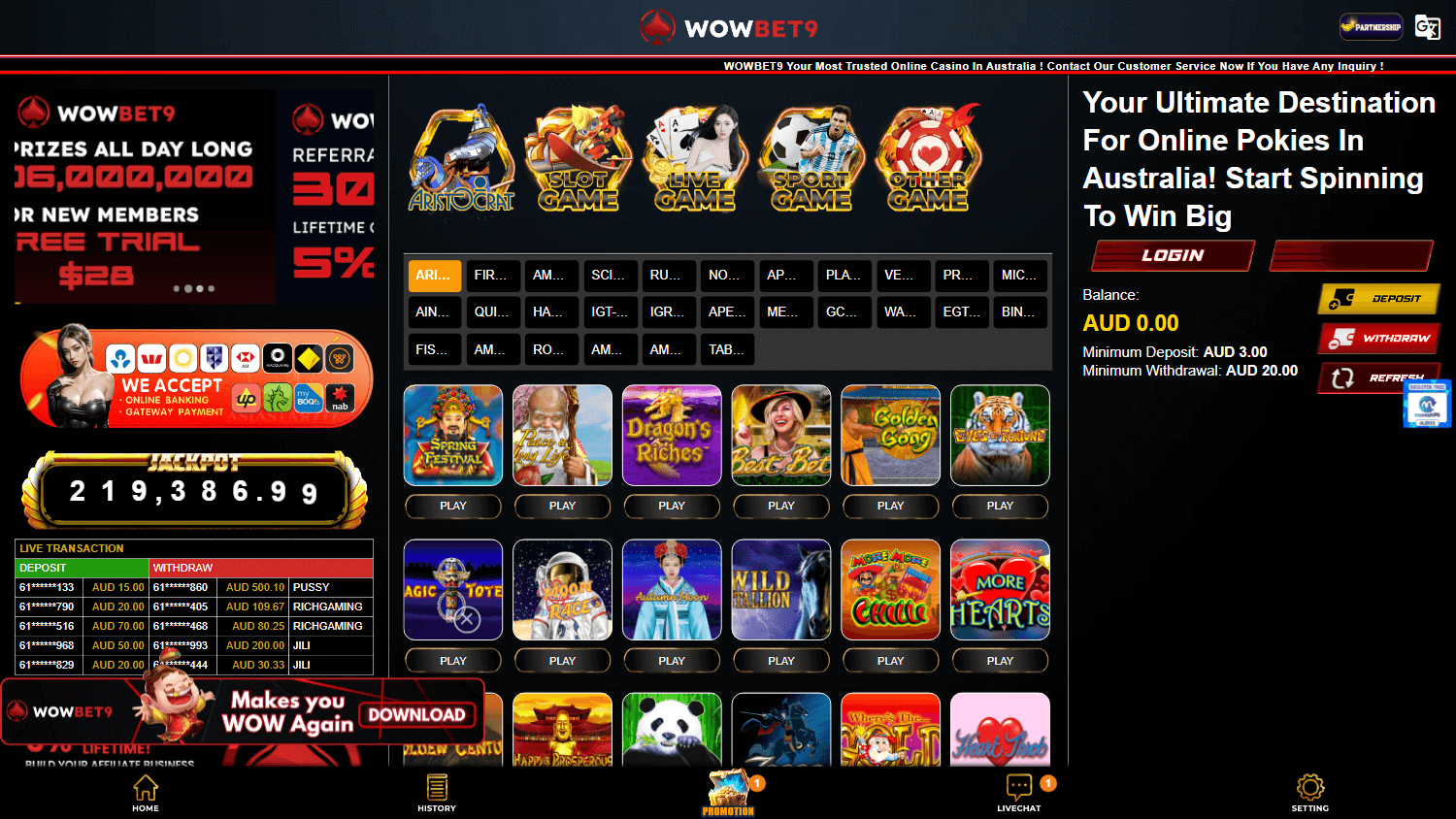 wowbet9_casino_homepage_desktop