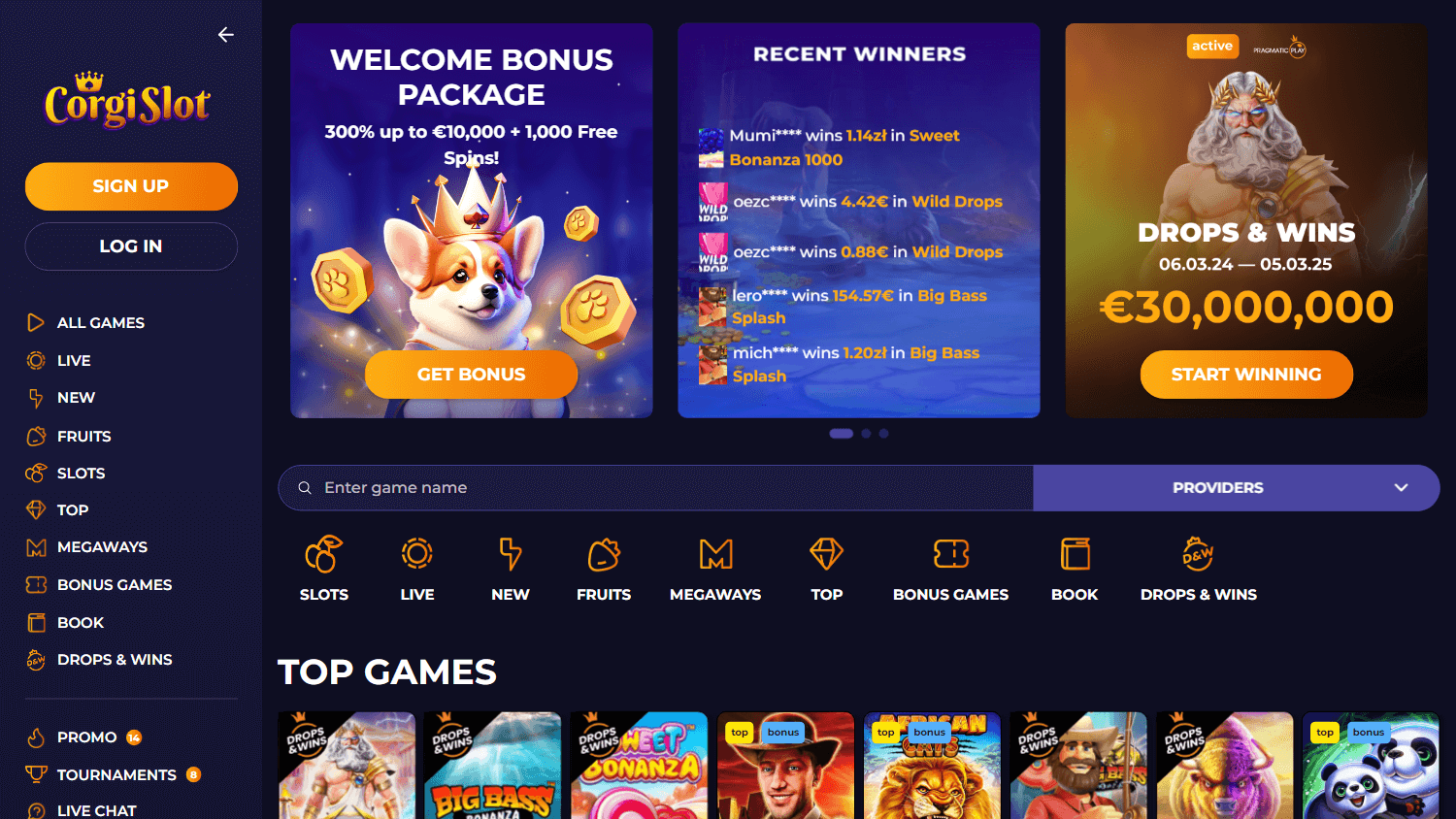 corgislot_casino_homepage_desktop