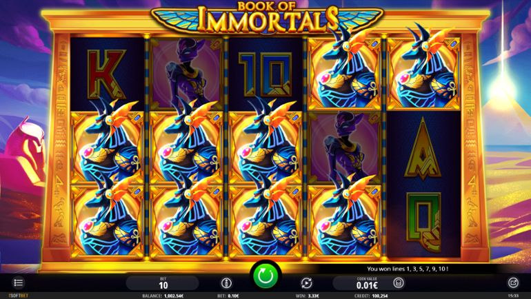 Book of Immortals base game mega win