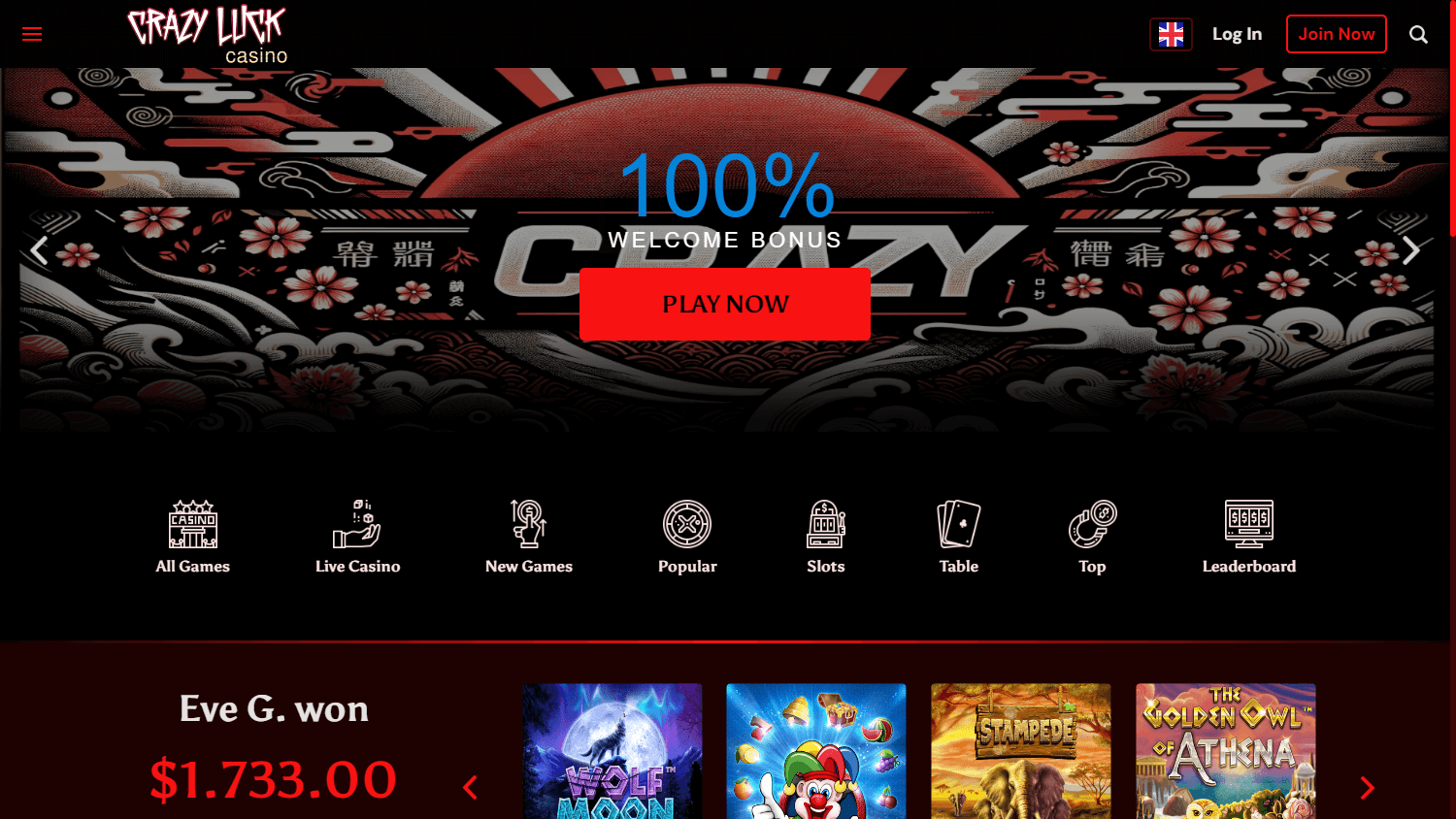 crazy_luck_casino_homepage_desktop