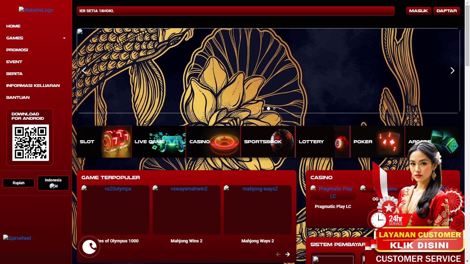 18HOKI_casino_homepage_desktop