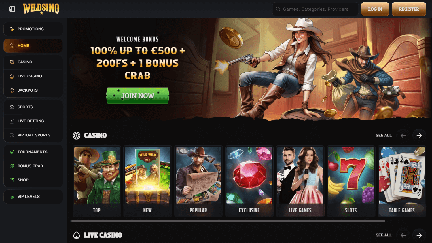 wildsino_casino_homepage_desktop