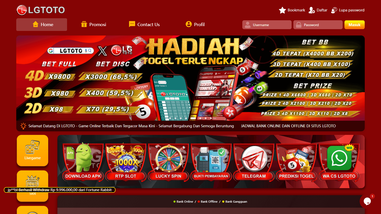 LGTOTO_Casino_homepage_desktop