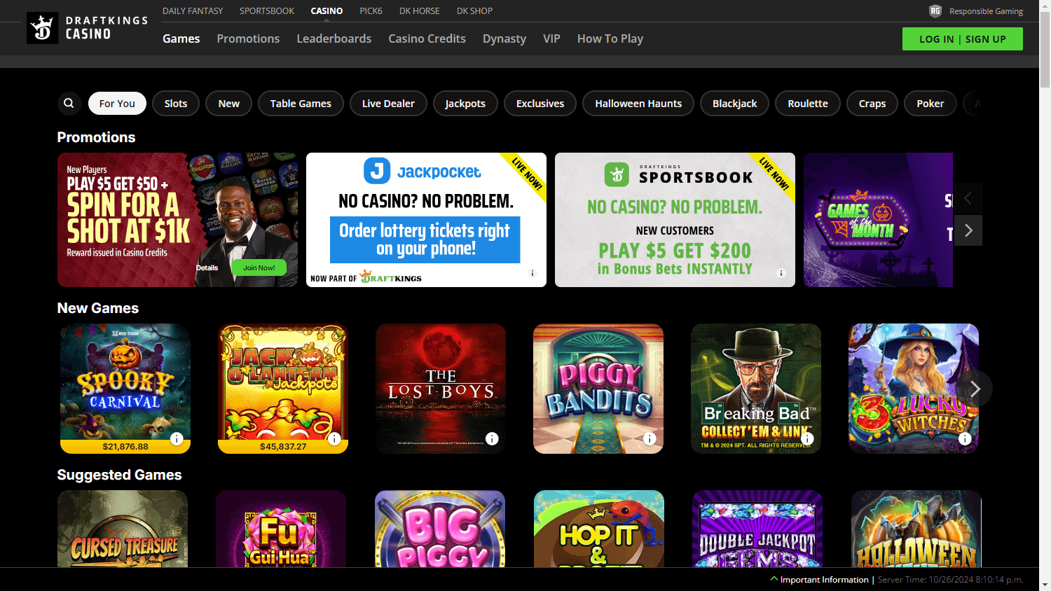 DraftKings_Casino_WV_homepage_desktop