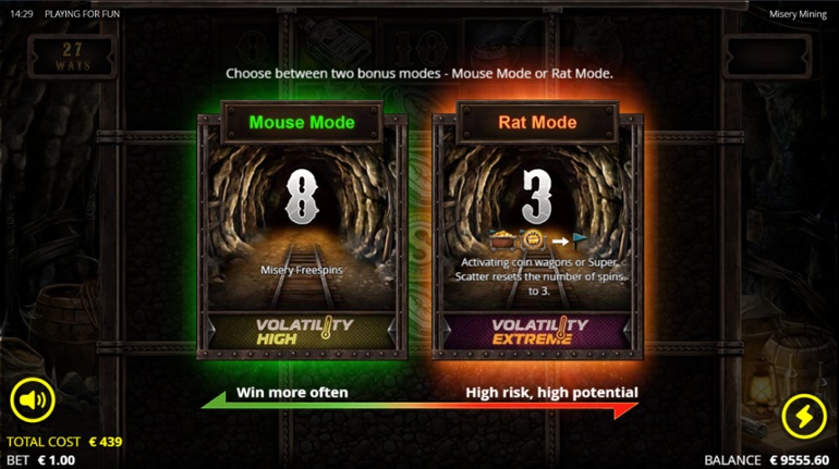 Misery Mining - Free Spins choice